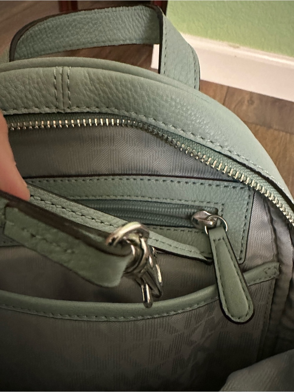 Michael Kors Light Blue and Aqua Pebbled Leather Backpack - Picture 7 of 8